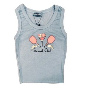 Firehouse Light Blue Ribbed Social Club tank Girls size Small (7) NWOT